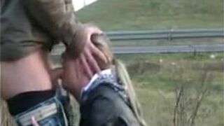 roadside public deepthroat blowjob cum - porn video