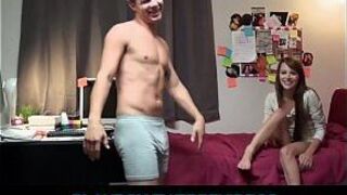Young coed takes dick over homework - porn video
