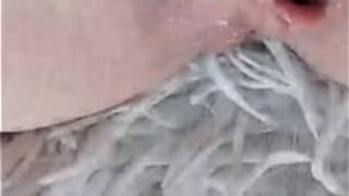 Sweet pussy squirts from a long candy - porn video
