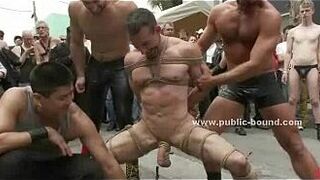 Kinky gay boy in ropes kneels down - porn video